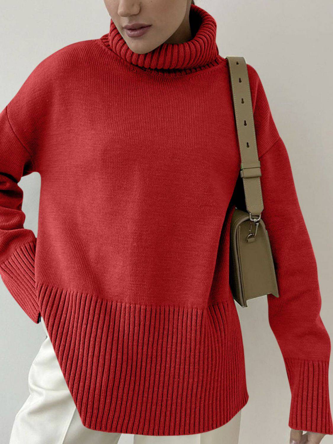 NEWYORKLISTED STYLE COLLECTION: Turtleneck Drop Shoulder Sweater - NEWYORKLISTED