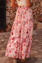 Tiered Printed Elastic Waist Skirt - NEWYORKLISTED