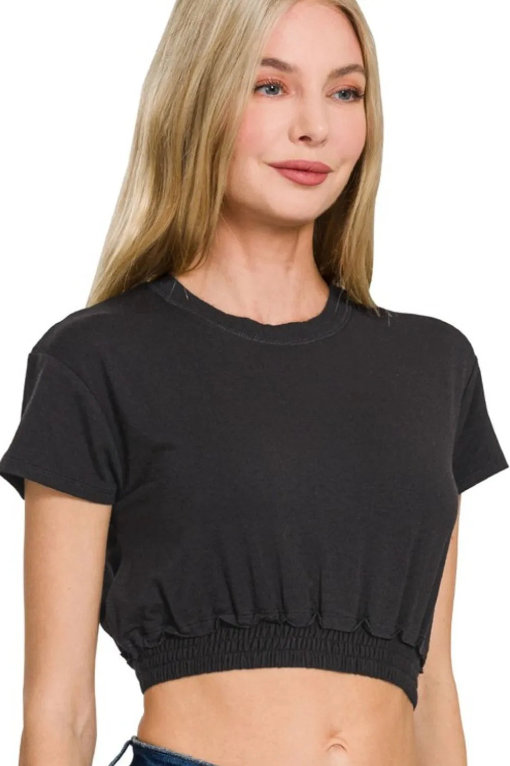 NEWYORKLISTED STYLE COLLECTION:  Elastic Hem Crop Top