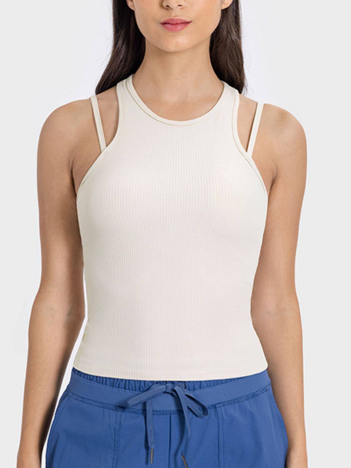 Millennia Cutout Round Neck Racerback Active Tank - NEWYORKLISTED
