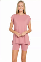 NEWYORKLISTED Comfort Collection: Woman wearing a pink outfit on a white background