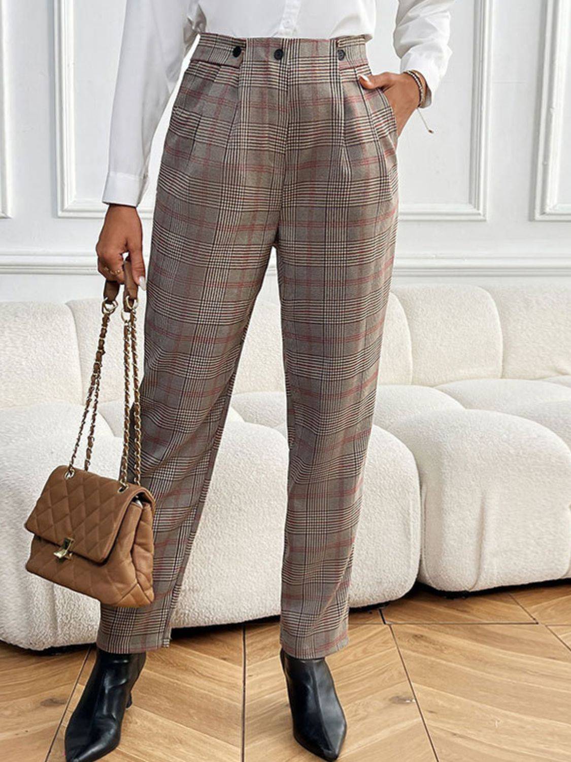 NEWYORKLISTED STYLE COLLECTION: Perfect Plaid Straight Leg Pants - NEWYORKLISTED