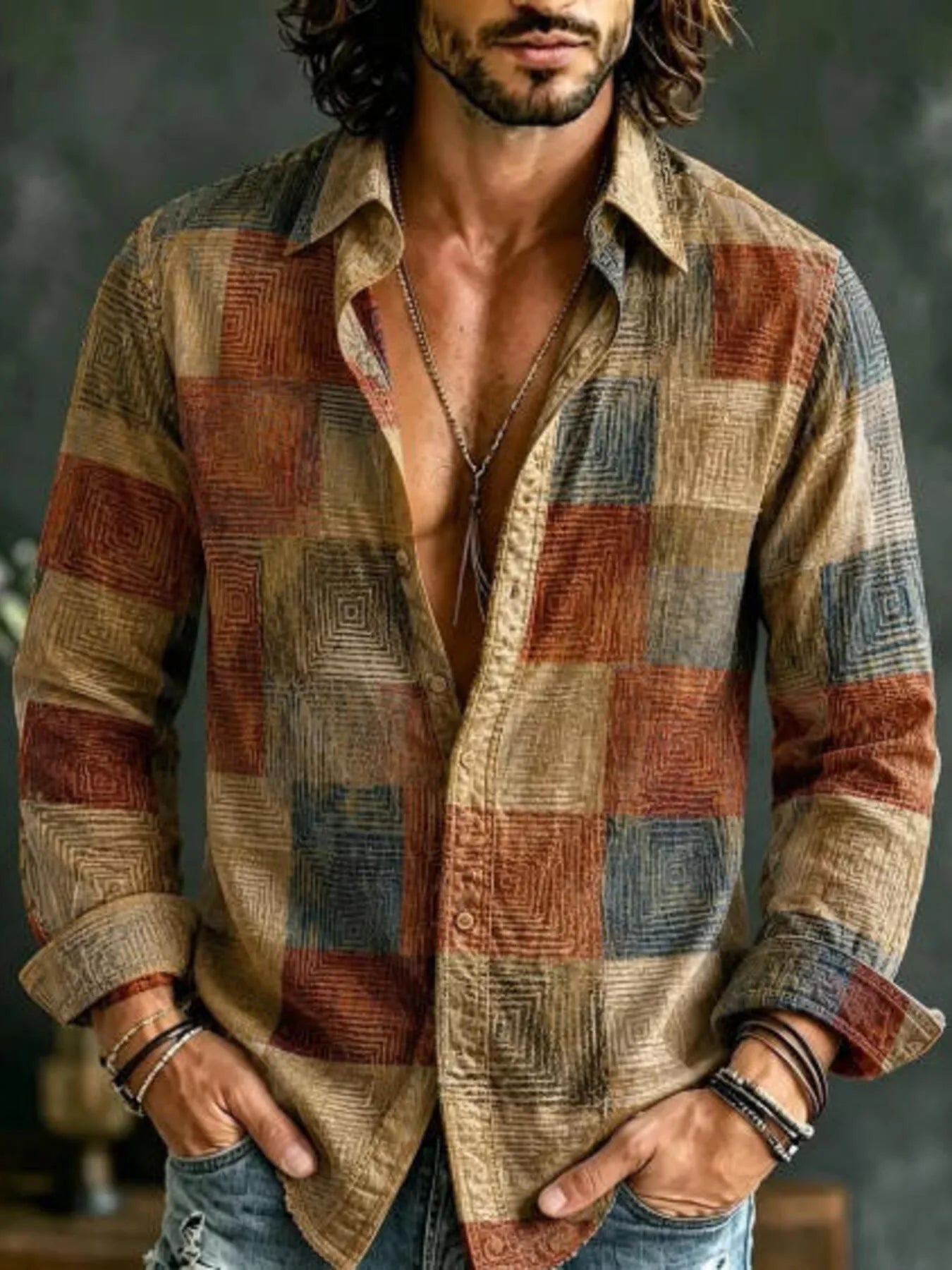 NEWYORKLISTED ATLAS MEN'S COLLECTION: Men's striped button-up long-sleeve shirt, product view