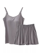 NEWYORKLISTED Intimate Apparel Collection: Gray camisole and shorts set on a white background