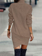 NEWYORKLISTED Style Collection: Person wearing a brown sweater dress with blurred background