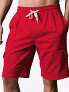 NEWYORKLISTED ATLAS MEN'S COLLECTION: Red shorts with a white drawstring on a neutral background