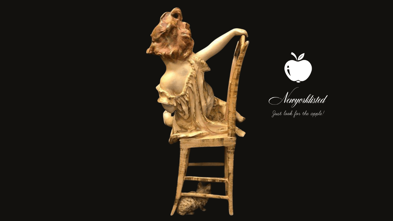 NEWYORKLISTED UNIQUE FINDS COLLECTION: Vintage Juan Clara Figurine: Girl on Chair with Cats – Rare and Original Artwork - NEWYORKLISTED