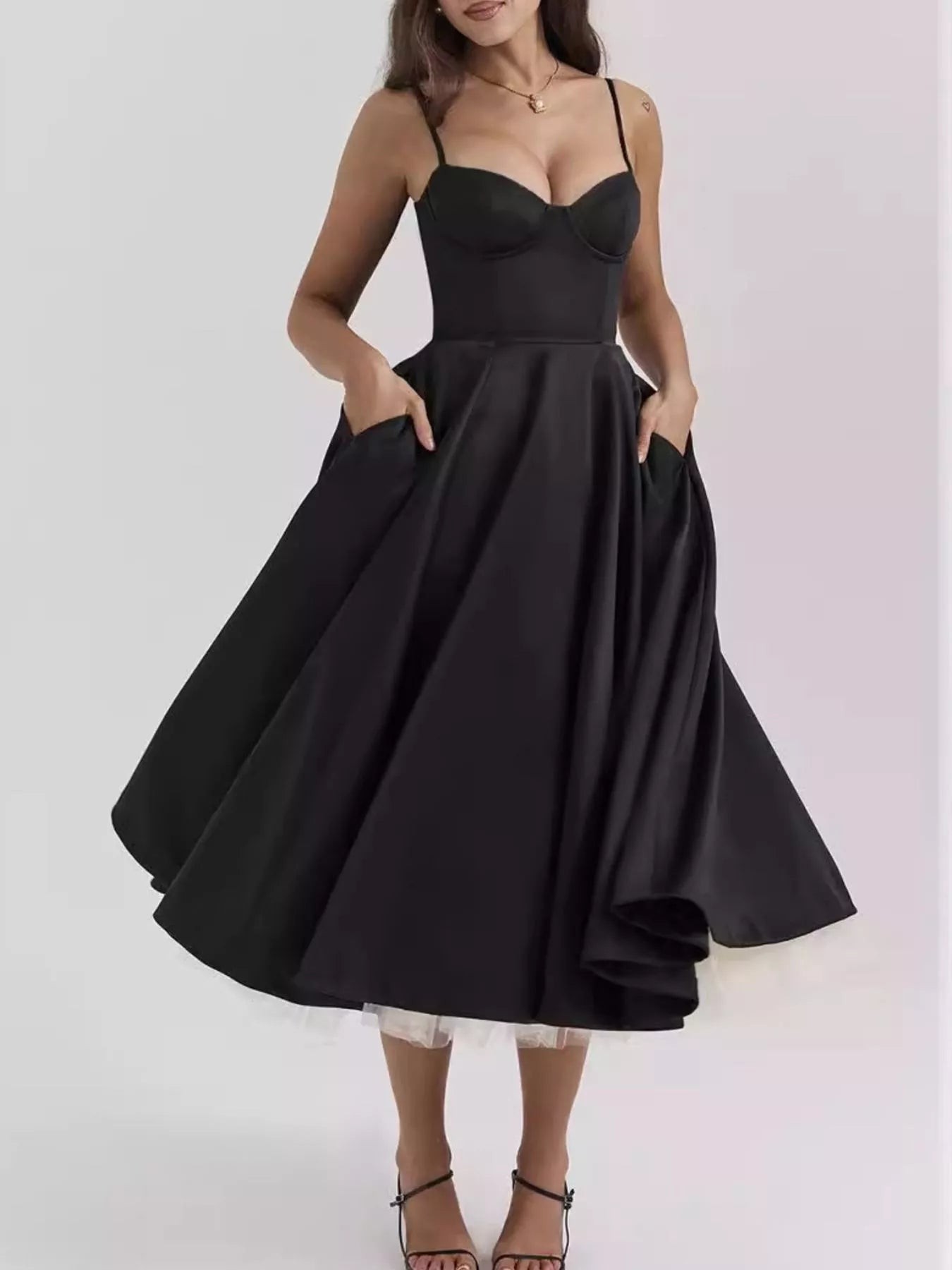 NEWYORKLISTED STYLE COLLECTION: Sweetheart Neck A-Line Midi Dress NEWYORKLISTED STYLE COLLECTION: Sweetheart Neck A-Line Midi Dress