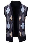 NEWYORKLISTED ATLAS MEN'S COLLECTION – Men's argyle V-neck button-down cardigan vest, product image 13