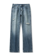NEWYORKLISTED ATLAS MEN's COLLECTION: Blue distressed jeans on a white background