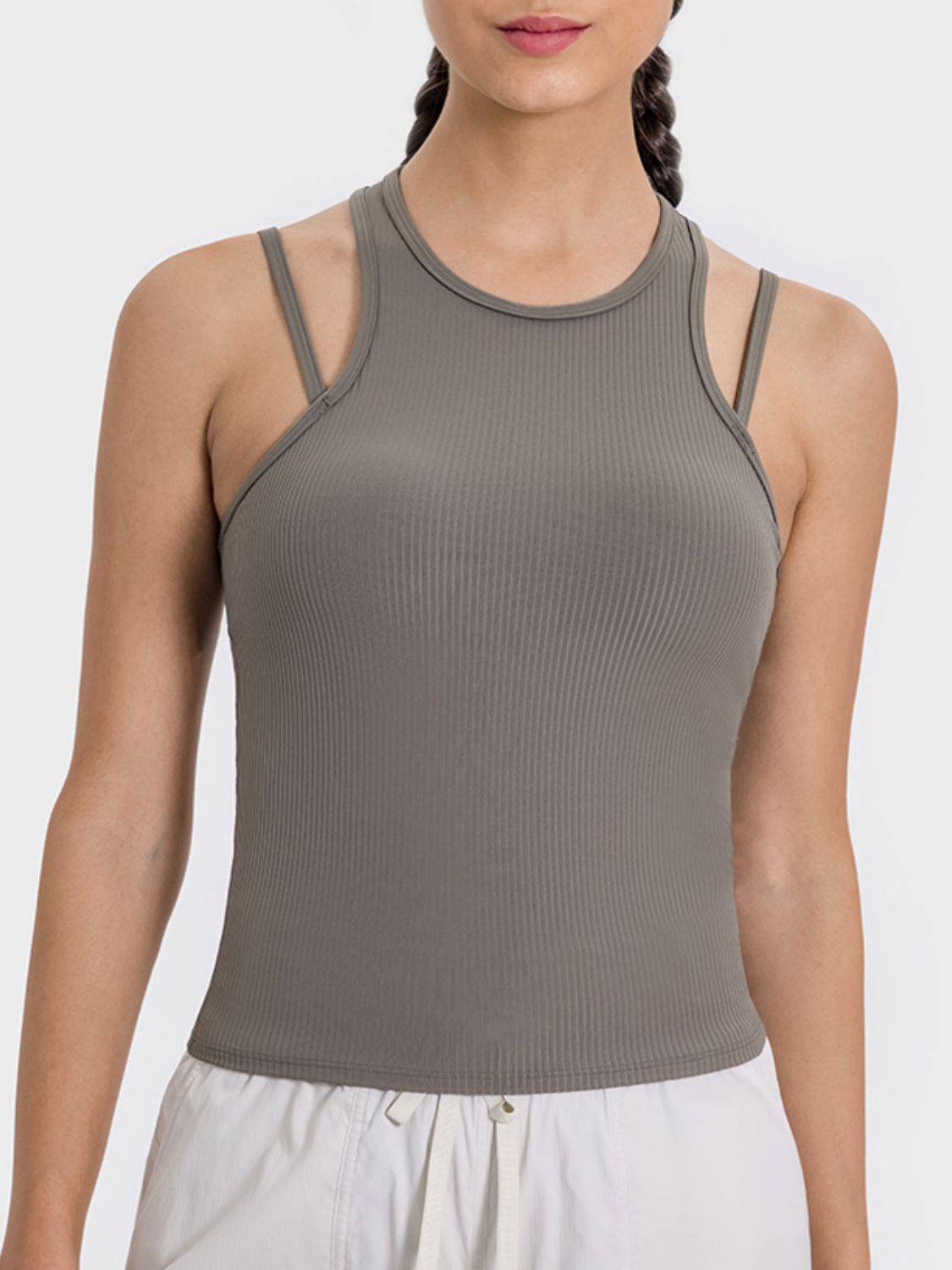 Millennia Cutout Round Neck Racerback Active Tank - NEWYORKLISTED