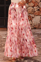 Tiered Printed Elastic Waist Skirt - NEWYORKLISTED