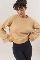 NEWYORKLISTED STYLE COLLECTION: Round Neck Dropped Shoulder Ribbed Sweater - NEWYORKLISTED