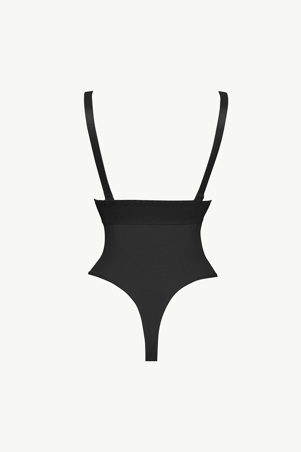 NEWYORKLISTED Intimate Apparel: Black swimsuit with thin straps on a white background