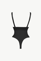 NEWYORKLISTED Intimate Apparel: Black swimsuit with thin straps on a white background