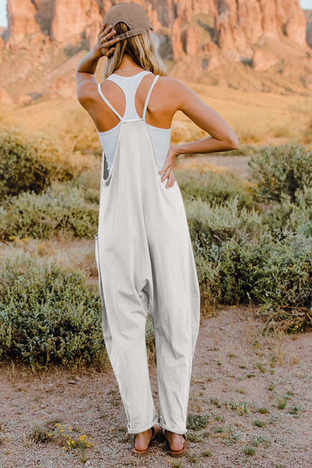NEWYORKLISTED V-Neck Sleeveless Jumpsuit with Pockets - NEWYORKLISTED