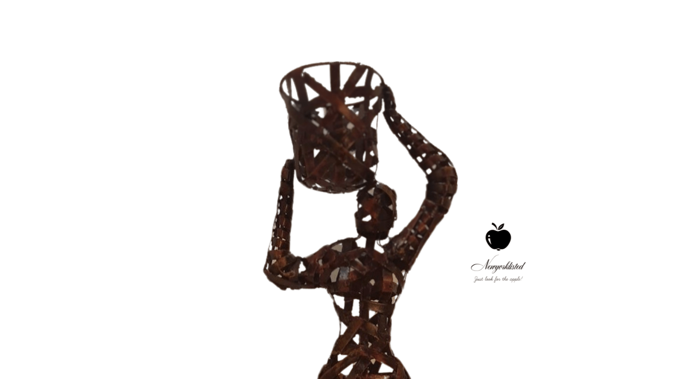 Palecek Woman with Basket Sculpture – A Sustainable Treasure from the NEWYORKLISTED UNIQUE FINDS COLLECTION - NEWYORKLISTED
