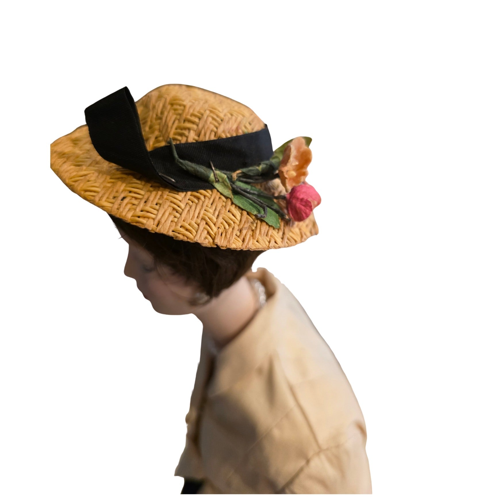 NEWYORKLISTED UNIQE FINDS: Rare Porcelain  1987 Christian Dior doll in iconic 1947 Bar Suit with vintage straw hat