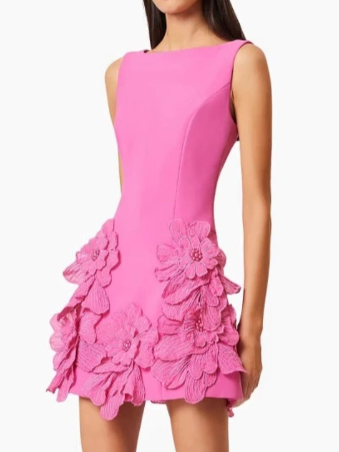 NEWYORKLISTED STYLE COLLECTION: Pink dress with floral details on a white background