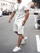 NEWYORKLISTED ATLAS MEN’S COLLECTION: Men’s Plus Size Round Neck Short Sleeve Top and Shorts Set – All-Day Comfort, Streamlined Style in White