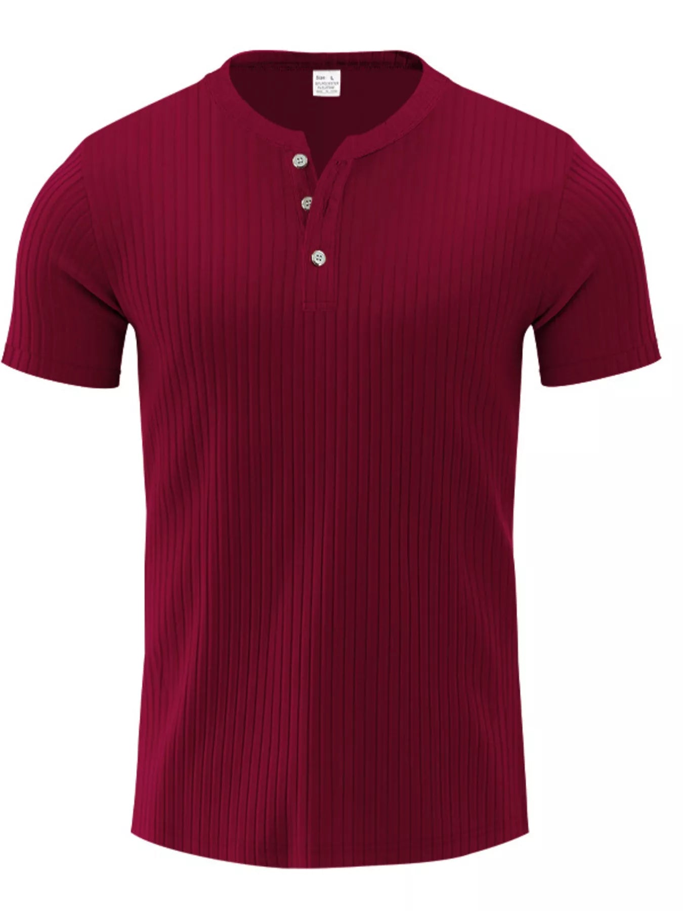 NEWYORKLISTED ATLAS MEN'S COLLECTION: Maroon short-sleeve henley shirt on a white background