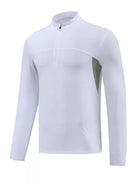 NEWYORKLISTED ATLAS MEN'S COLLECTION: White long-sleeve shirt with a zipper on a white background