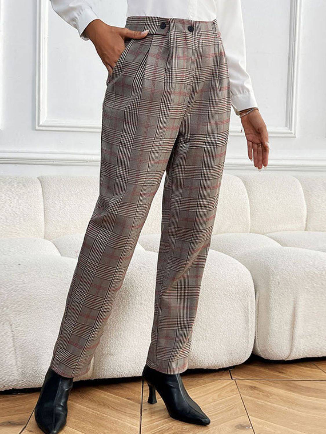 NEWYORKLISTED STYLE COLLECTION: Perfect Plaid Straight Leg Pants - NEWYORKLISTED