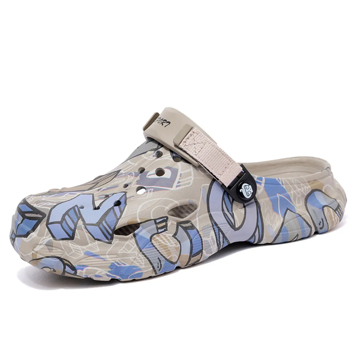 NEWYORKLISTED ATLAS MEN'S COLLECTION: Clog shoe with camouflage pattern on a white background