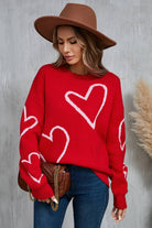 NEWYORKLISTED STYLE COLLECTION: Heart Dropped Shoulder Long Sleeve Sweater - NEWYORKLISTED