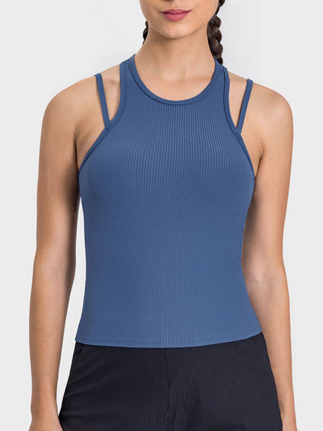Millennia Cutout Round Neck Racerback Active Tank - NEWYORKLISTED