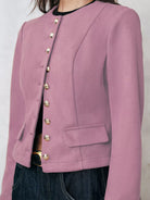 NEWYORKLISTED Style Collection Pink blazer with gold buttons on a plain background