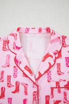 NEWYORKLISTED Intimate Apparel: Pink robe with red cowboy boot pattern on a white background