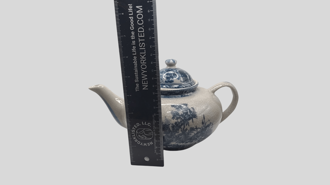 Blue and White Porcelain Teapot – 18th Century Style Replica with Crackle Glaze - NEWYORKLISTED