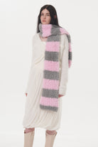 Fuzzy Contrast Striped Scarf - NEWYORKLISTED