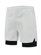 NEWYORKLISTED ATLAS MEN's COLLECTION: White athletic shorts with black accents on a white background
