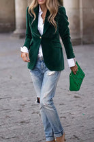 Lapel Collar One Button Blazer - NEWYORKLISTED