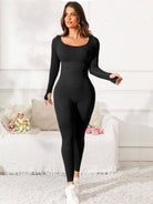 Scoop Neck Long Sleeve Active Jumpsuit - NEWYORKLISTED