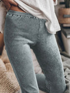 Ribbed Elastic Waist Leggings - NEWYORKLISTED