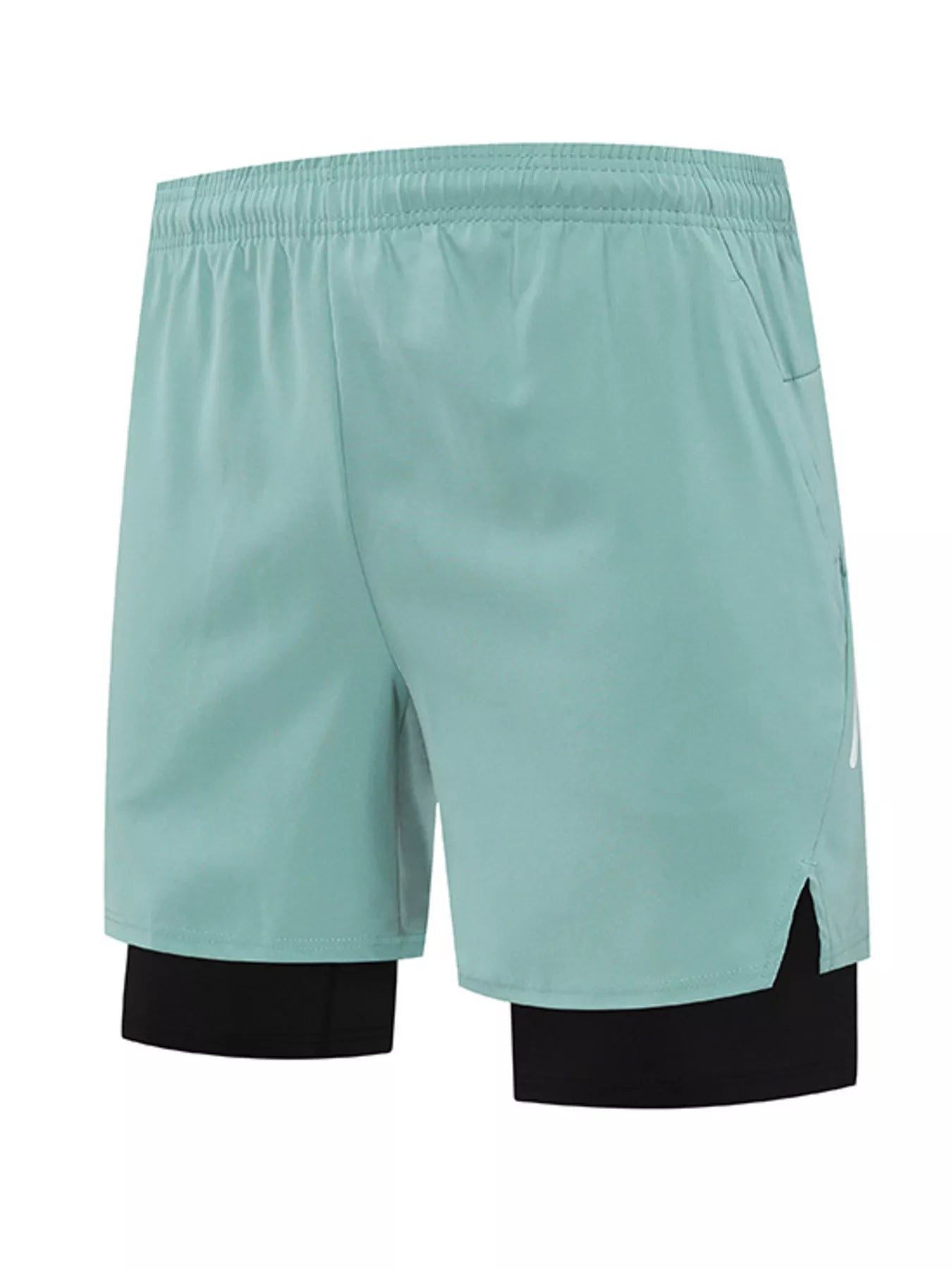NEWYORKLISTED ATLAS MEN's COLLECTION: Light blue athletic shorts with black accents on a white background