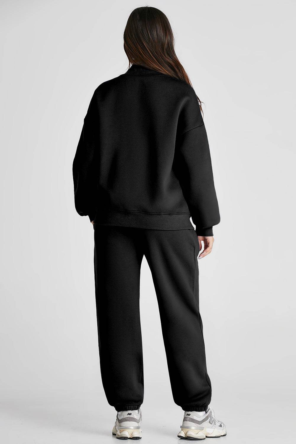 Quarter Zip Long Sleeve Top and Pants Set - NEWYORKLISTED