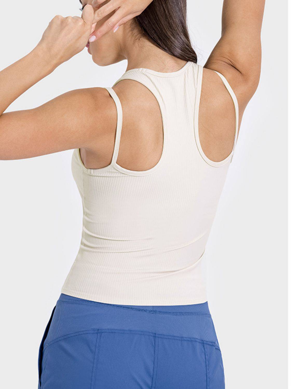 Millennia Cutout Round Neck Racerback Active Tank - NEWYORKLISTED