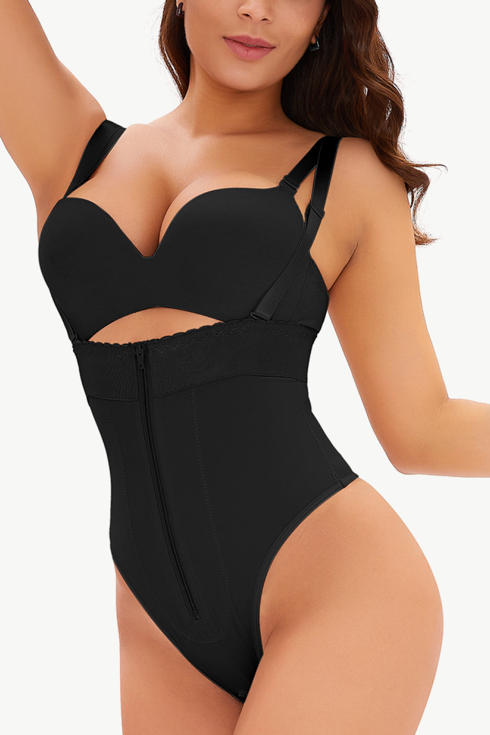 NEWYORKLISTED Intimate Apparel: Black swimsuit with cut-out design on a white background
