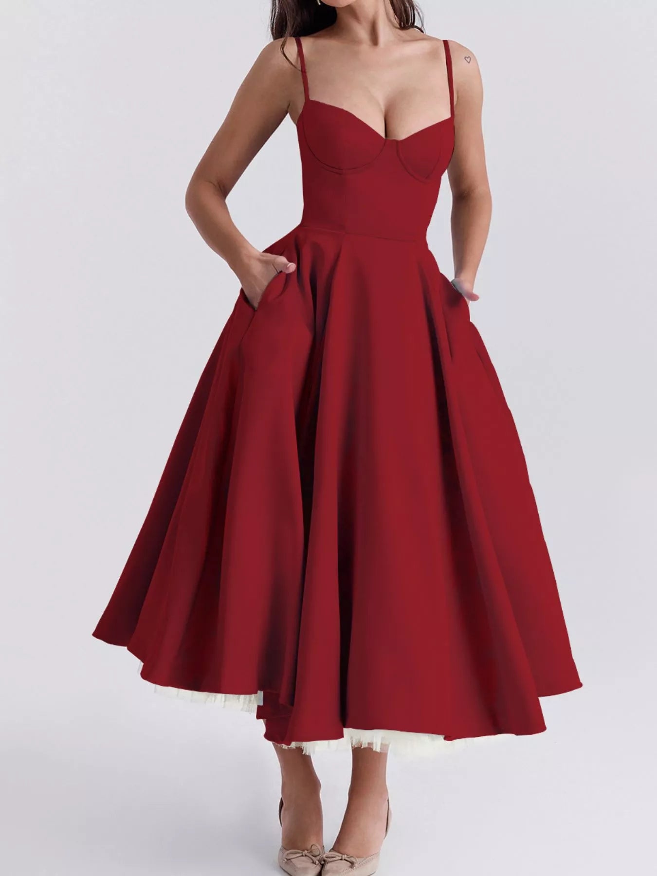 NEWYORKLISTED STYLE COLLECTION: Sweetheart Neck A-Line Midi Dress Black / 2XL