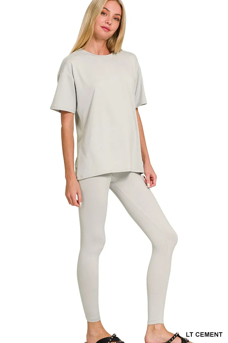 NEWYORKLISTED COMFORT COLLECTION: Microfiber Short Sleeve Top and Pants Loungewear Set in white