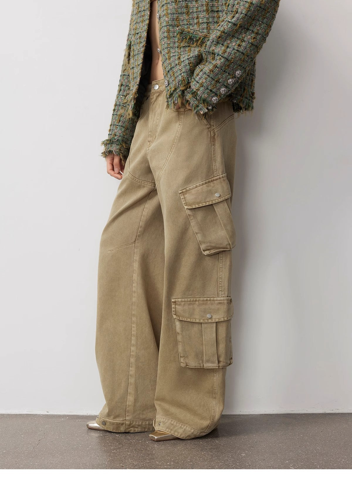 "Nostalgic Wasteland" Heavy Washed Personalized Distressed American Streetwear Large Pocket Cocoon Jeans - NEWYORKLISTED