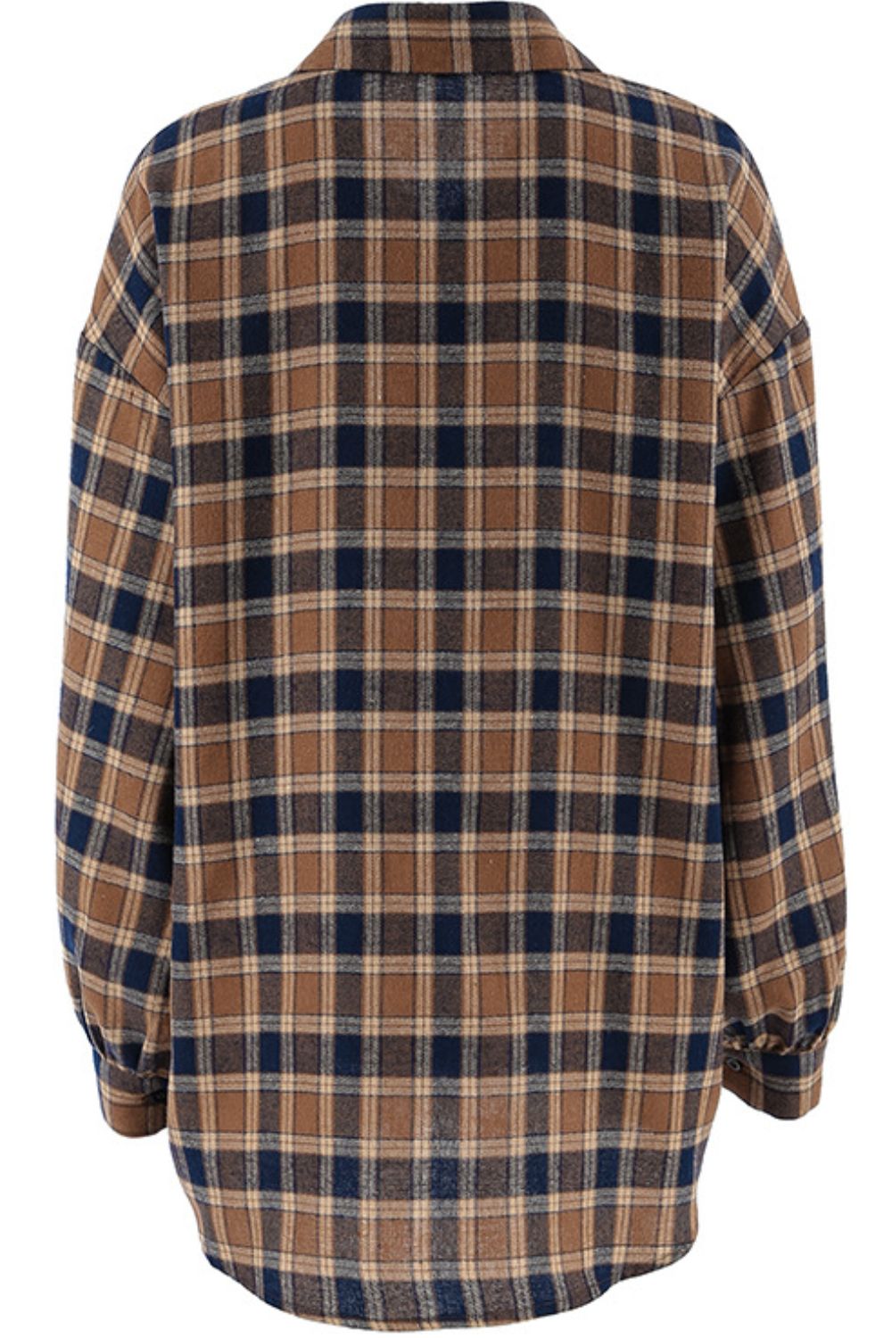 Plaid Button Up Drop Shoulder Shacket - NEWYORKLISTED