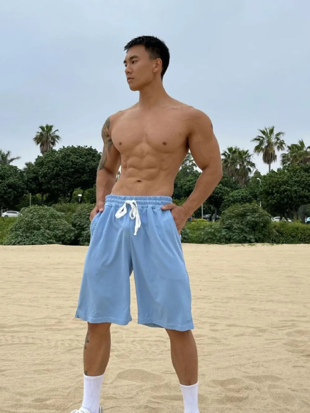 NEWYORKLISTED ATLAS MEN’S COLLECTION: Men's Plus Size Drawstring Shorts with Pockets – Everyday Comfort, Elevated Fit in Light Blue