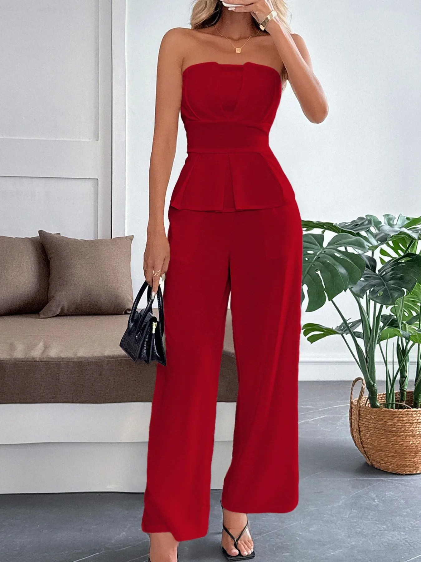 NEWYORKLISTED STYLE COLLECTION: Peplum Tube Top and Pants Set