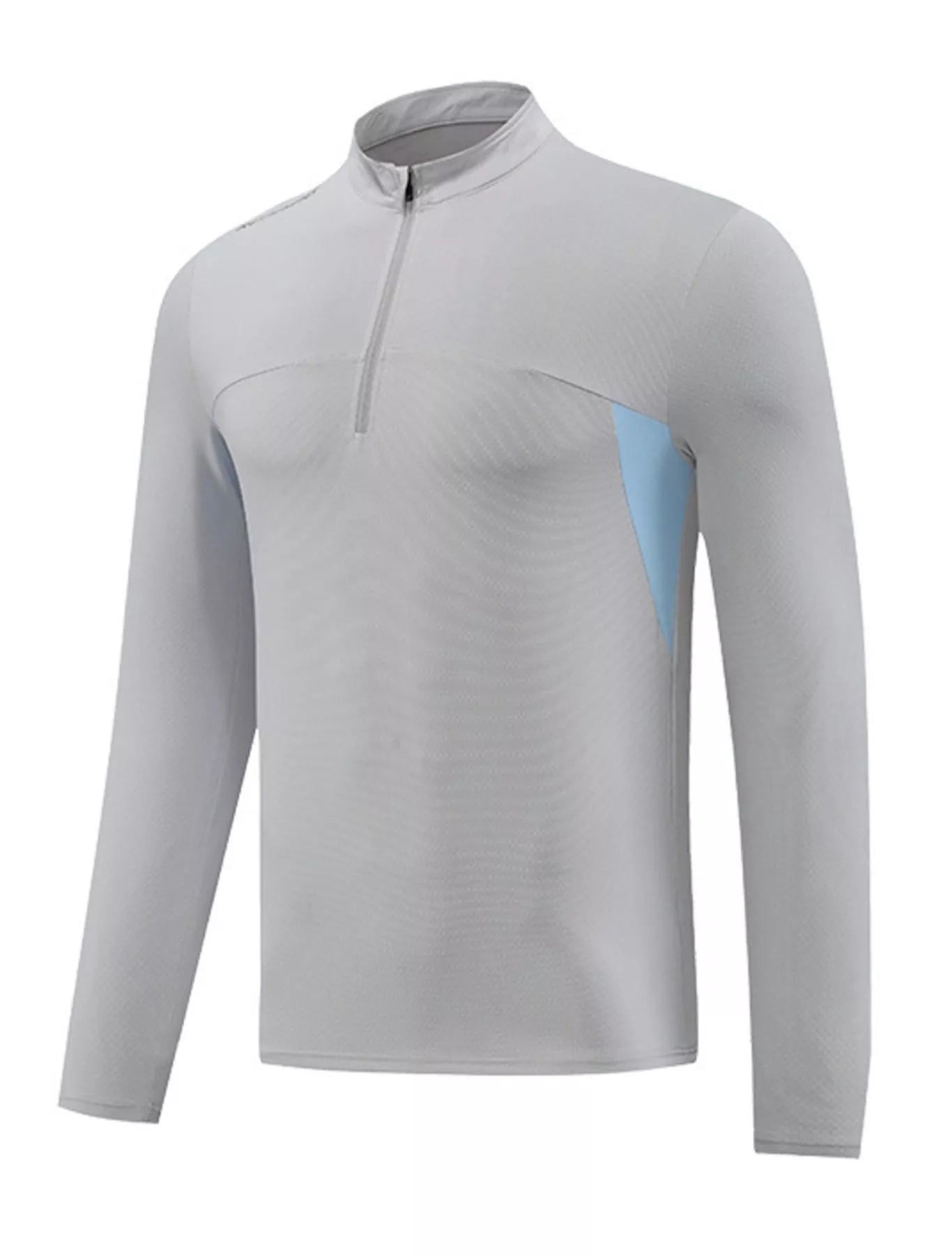 NEWYORKLISTED ATLAS MEN'S COLLECTION: Gray long-sleeve shirt with a quarter zip on a white background