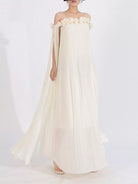 NEWYORKLISTED STYLE COLLECTION: Off-Shoulder Floral Pleated Maxi Dress – Elegant Bridal & Event Gown